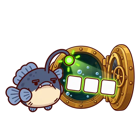 Glim holds his lamp over Slack, Gmail and monday.com tiles drifting out of a brass vault.